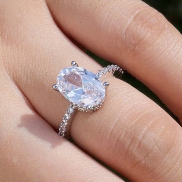 Jewelry - White Sapphire 925 SS Bridal Ring
